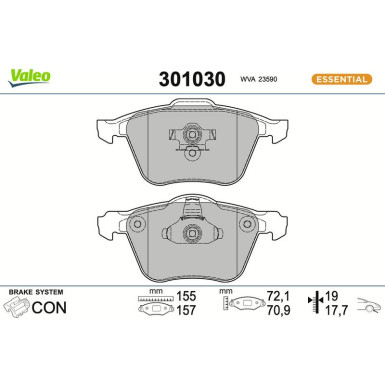 Valeo Bremsbelagsatz, Scheibenbremse ESSENTIAL 301030