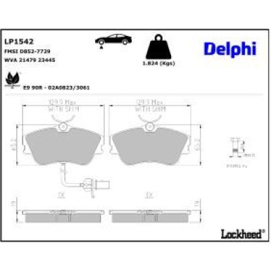 Delphi Bremsbelagsatz, Scheibenbremse LP1542