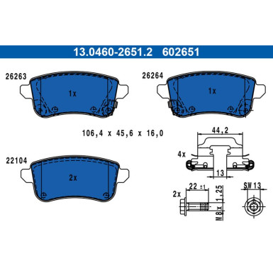 13.0460-2651.2 Bremsbelagsatz, Scheibenbremse