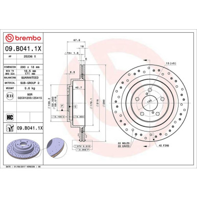 Brembo Bremsscheibe XTRA LINE - Xtra 09.B041.1X
