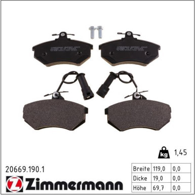Zimmermann Bremsbelagsatz, Scheibenbremse 20669.190.1
