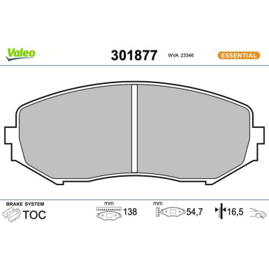 Valeo | Bremsbelagsatz, Scheibenbremse | 301877