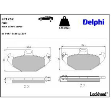 Delphi Bremsbelagsatz, Scheibenbremse LP1252