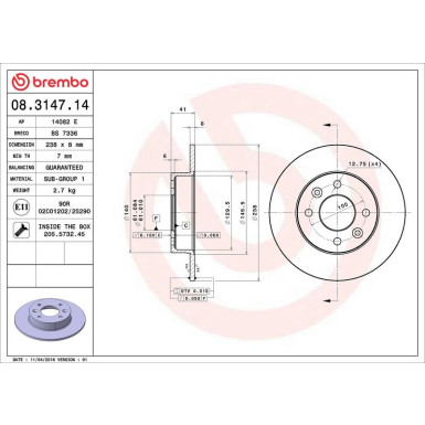 Brembo | Bremsscheibe | 08.3147.14