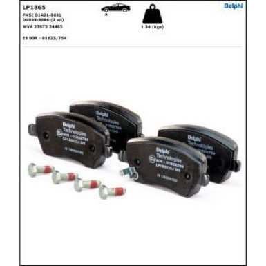 Delphi Bremsbelagsatz, Scheibenbremse LP1865