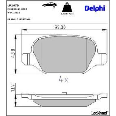 Delphi Bremsbelagsatz, Scheibenbremse LP1678