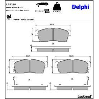 Delphi Bremsbelagsatz, Scheibenbremse LP2258