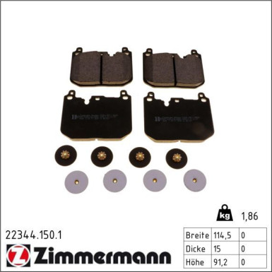 Zimmermann Bremsbelagsatz, Scheibenbremse 22344.150.1
