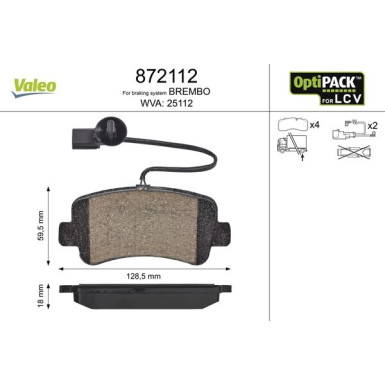 872112 Bremsbelagsatz, Scheibenbremse OPTIPACK for LCV