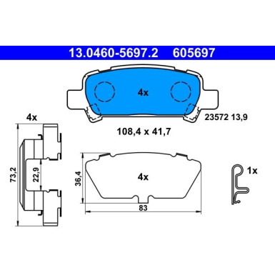 13.0460-5697.2 Bremsbelagsatz, Scheibenbremse