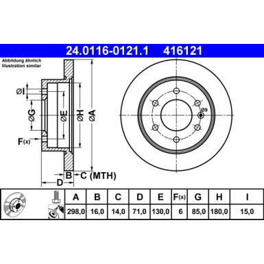 2 x ATE Bremsscheibe | 24.0116-0121.1