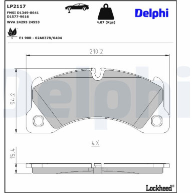 Delphi | Bremsbelagsatz, Scheibenbremse | LP2117