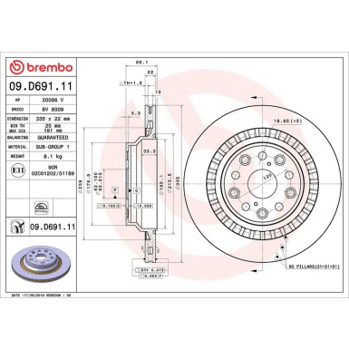 09.D691.11 Bremsscheibe PRIME LINE - UV Coated