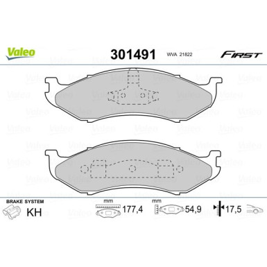 Valeo | Bremsbelagsatz, Scheibenbremse | 301491
