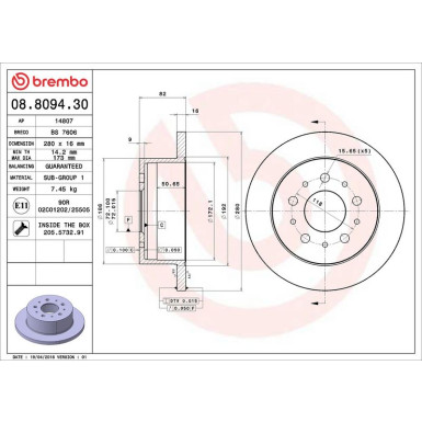 Brembo Bremsscheibe PRIME LINE 08.8094.30