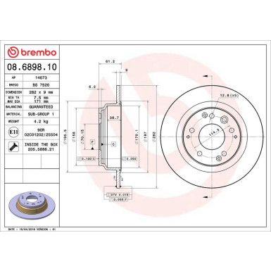 Brembo | Bremsscheibe | 08.6898.10