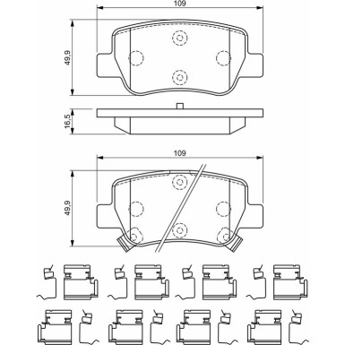 BOSCH Bremsbelagsatz, Scheibenbremse 0 986 494 933