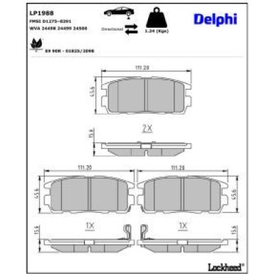 Delphi Bremsbelagsatz, Scheibenbremse LP1988