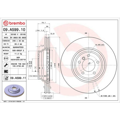 Brembo Bremsscheibe PRIME LINE - UV Coated 09.A599.11