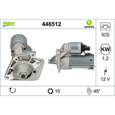 446512 Starter VALEO ORIGINS NEW OE TECHNOLOGIE