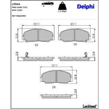 Delphi Bremsbelagsatz, Scheibenbremse LP944