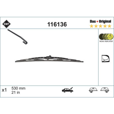 SWF Wischblatt Scheibenwischer DAS ORIGINAL SINGLE 116136