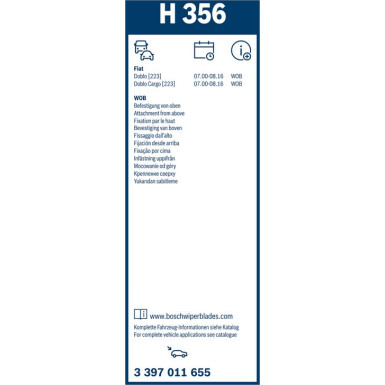 BOSCH H 356 Scheibenwischer Rear 3 397 011 655 BOSCH H 356 Scheibenwischer Rear 3 397 011 655
