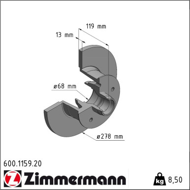 Zimmermann Bremsscheibe Coat Z 600.1159.20