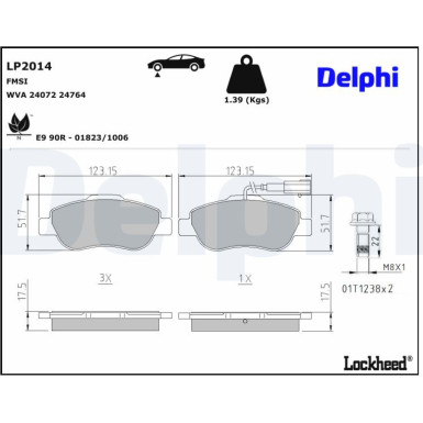 Delphi | Bremsbelagsatz, Scheibenbremse | LP2014