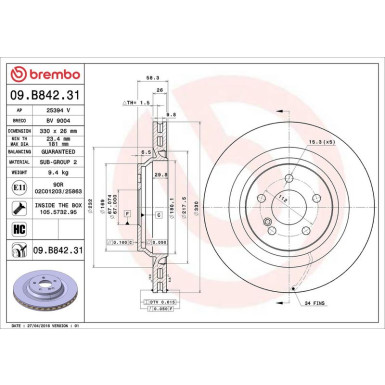 Brembo | Bremsscheibe | 09.B842.31