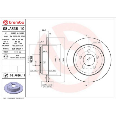 08.A636.11 Bremsscheibe PRIME LINE - UV Coated 08.A636.11 Bremsscheibe PRIME LINE - UV Coated