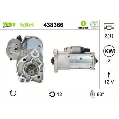 438366 Starter VALEO ORIGINS STOP&START - NEW O.E. TECHNOLOGIE