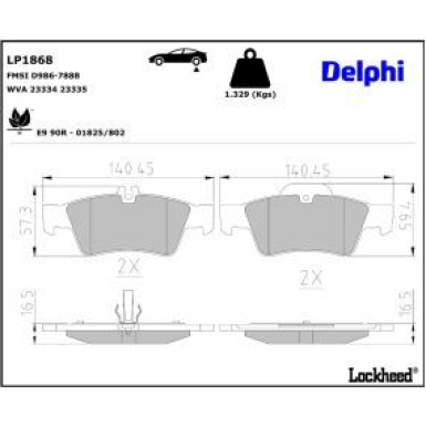Delphi Bremsbelagsatz, Scheibenbremse LP1868