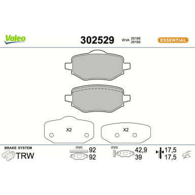 302529 Bremsbelagsatz, Scheibenbremse ESSENTIAL