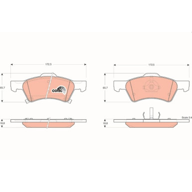 TRW Bremsbelagsatz, Scheibenbremse COTEC GDB4129
