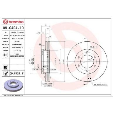 09.C424.11 Bremsscheibe PRIME LINE - UV Coated 09.C424.11 Bremsscheibe PRIME LINE - UV Coated