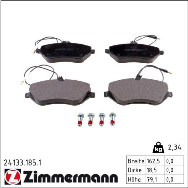Zimmermann Bremsbelagsatz, Scheibenbremse 24133.185.1
