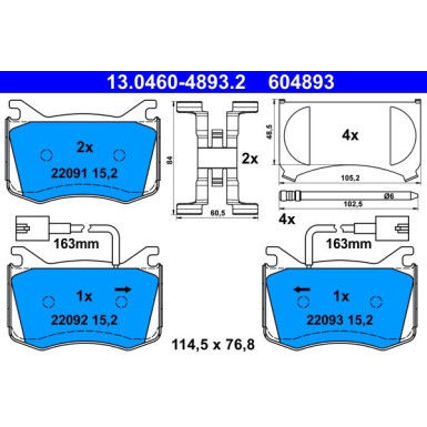 13.0460-4893.2 Bremsbelagsatz, Scheibenbremse