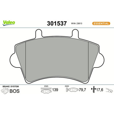 Valeo Bremsbelagsatz, Scheibenbremse ESSENTIAL 301537