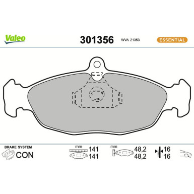 Valeo | Bremsbelagsatz, Scheibenbremse | 301356
