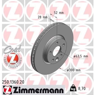Zimmermann Bremsscheibe Coat Z 250.1360.20