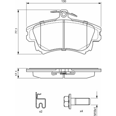 BOSCH Bremsbelagsatz, Scheibenbremse 0 986 424 541
