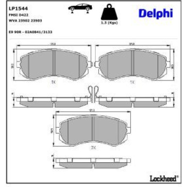 Delphi Bremsbelagsatz, Scheibenbremse LP1544