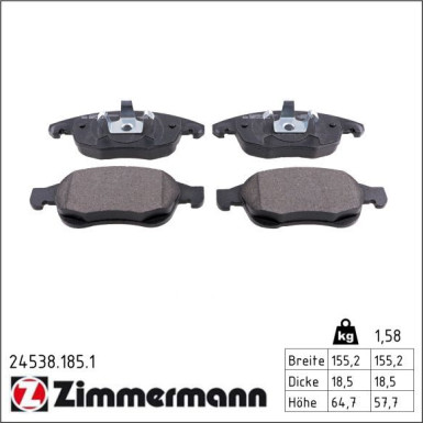 Zimmermann Bremsbelagsatz, Scheibenbremse 24538.185.1