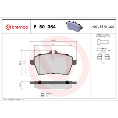 Brembo Bremsbelagsatz, Scheibenbremse PRIME LINE P 50 054