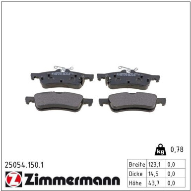 Zimmermann Bremsbelagsatz, Scheibenbremse 25054.150.1