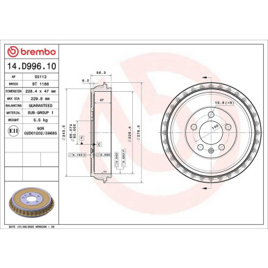 Brembo | Bremstrommel | 14.D996.10