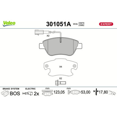 Valeo | Bremsbelagsatz, Scheibenbremse | 301051A
