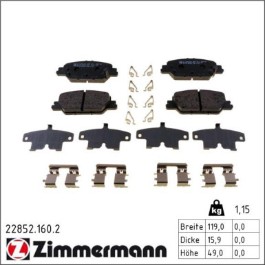 Zimmermann Bremsbelagsatz, Scheibenbremse 22852.160.2