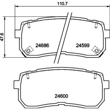 Hella | Bremsbelagsatz, Scheibenbremse | 8DB 355 023-231